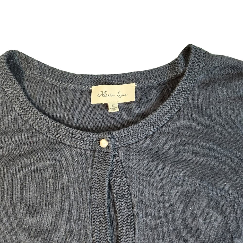 Meera Lane Navy Open Front Cardigan Elbow Sleeves 3X - Picture 7 of 10